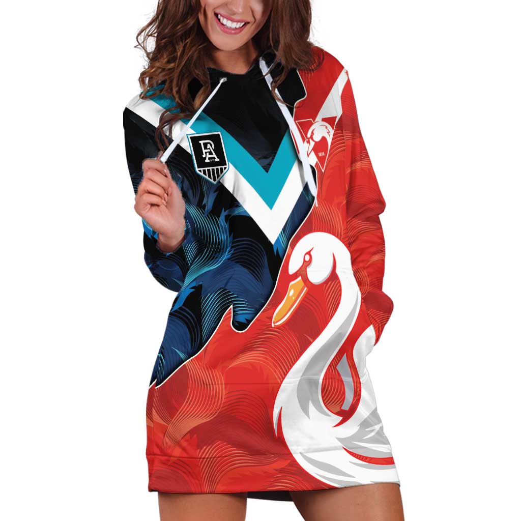 Swans-Port Adelaide Football Custom Hoodie Dress Cracked Metal Style
