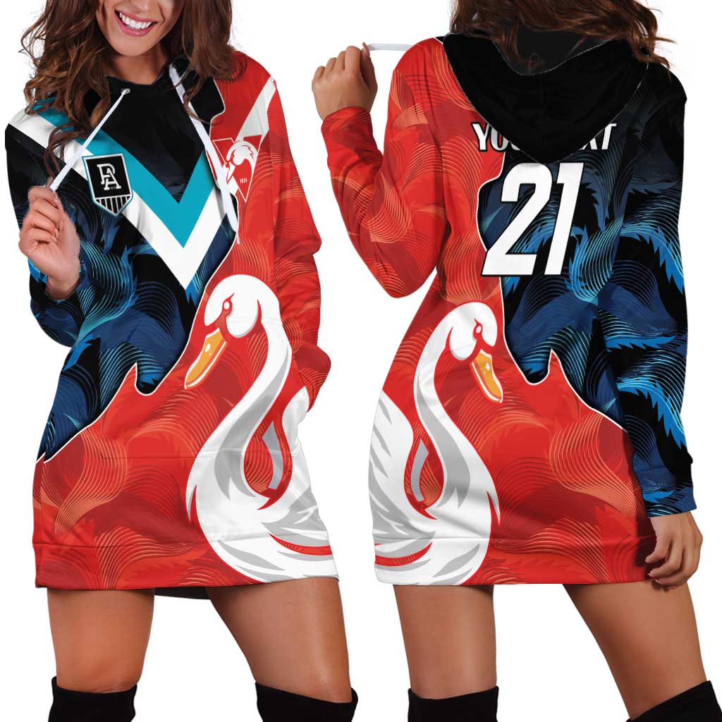 Swans-Port Adelaide Football Custom Hoodie Dress Cracked Metal Style