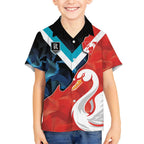 Swans-Port Adelaide Football Custom Kid Hawaiian Shirt Cracked Metal Style