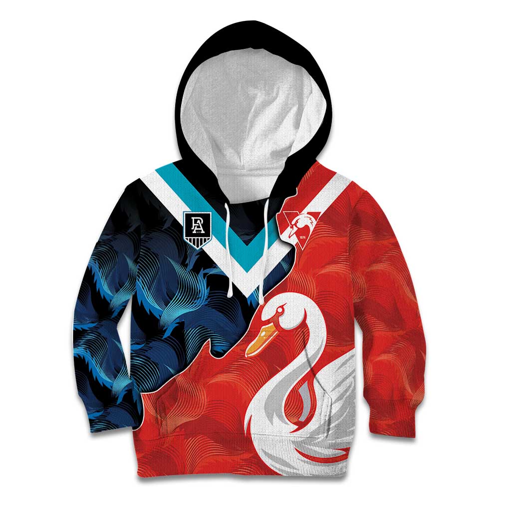 Swans-Port Adelaide Football Custom Kid Hoodie Cracked Metal Style