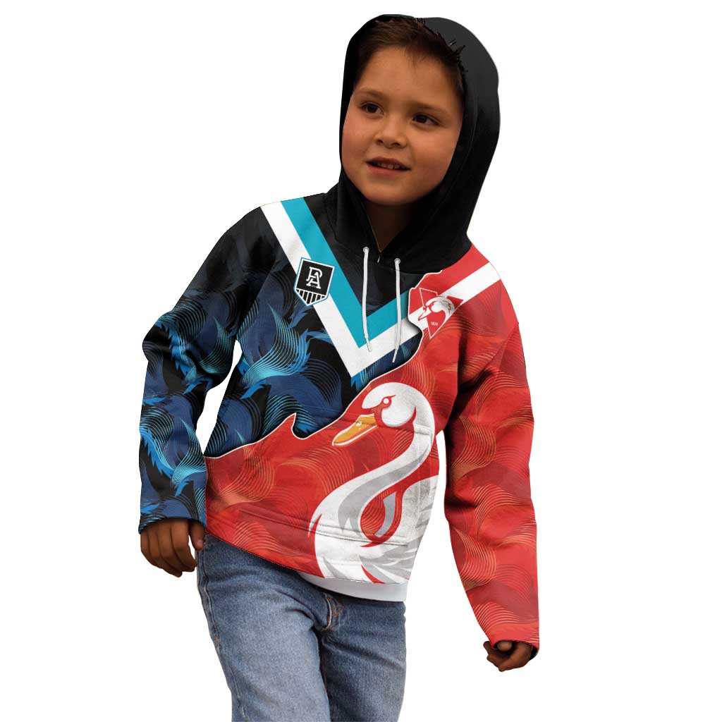 Swans-Port Adelaide Football Custom Kid Hoodie Cracked Metal Style