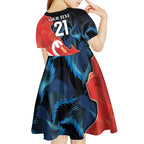 Swans-Port Adelaide Football Custom Kid Short Sleeve Dress Cracked Metal Style