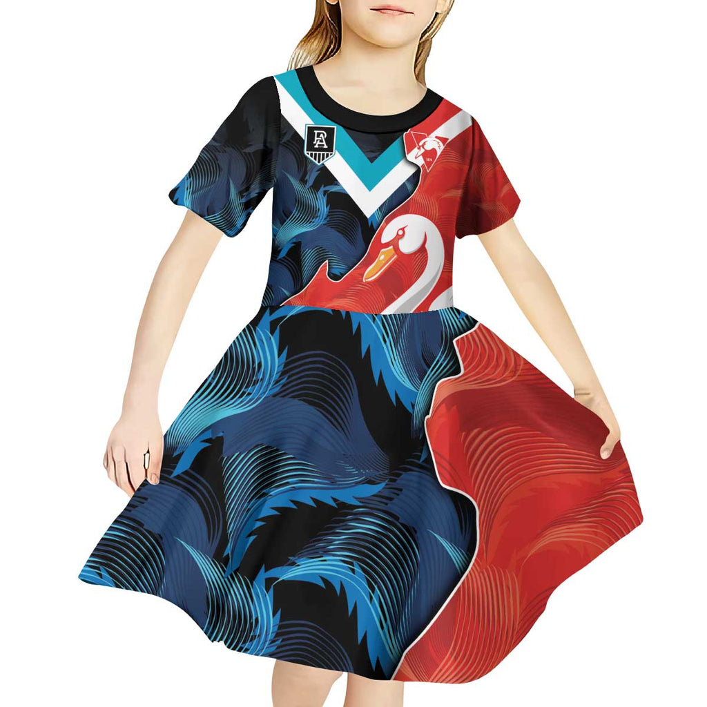 Swans-Port Adelaide Football Custom Kid Short Sleeve Dress Cracked Metal Style