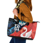 Swans-Port Adelaide Football Custom Leather Tote Bag Cracked Metal Style