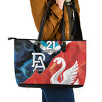 Swans-Port Adelaide Football Custom Leather Tote Bag Cracked Metal Style