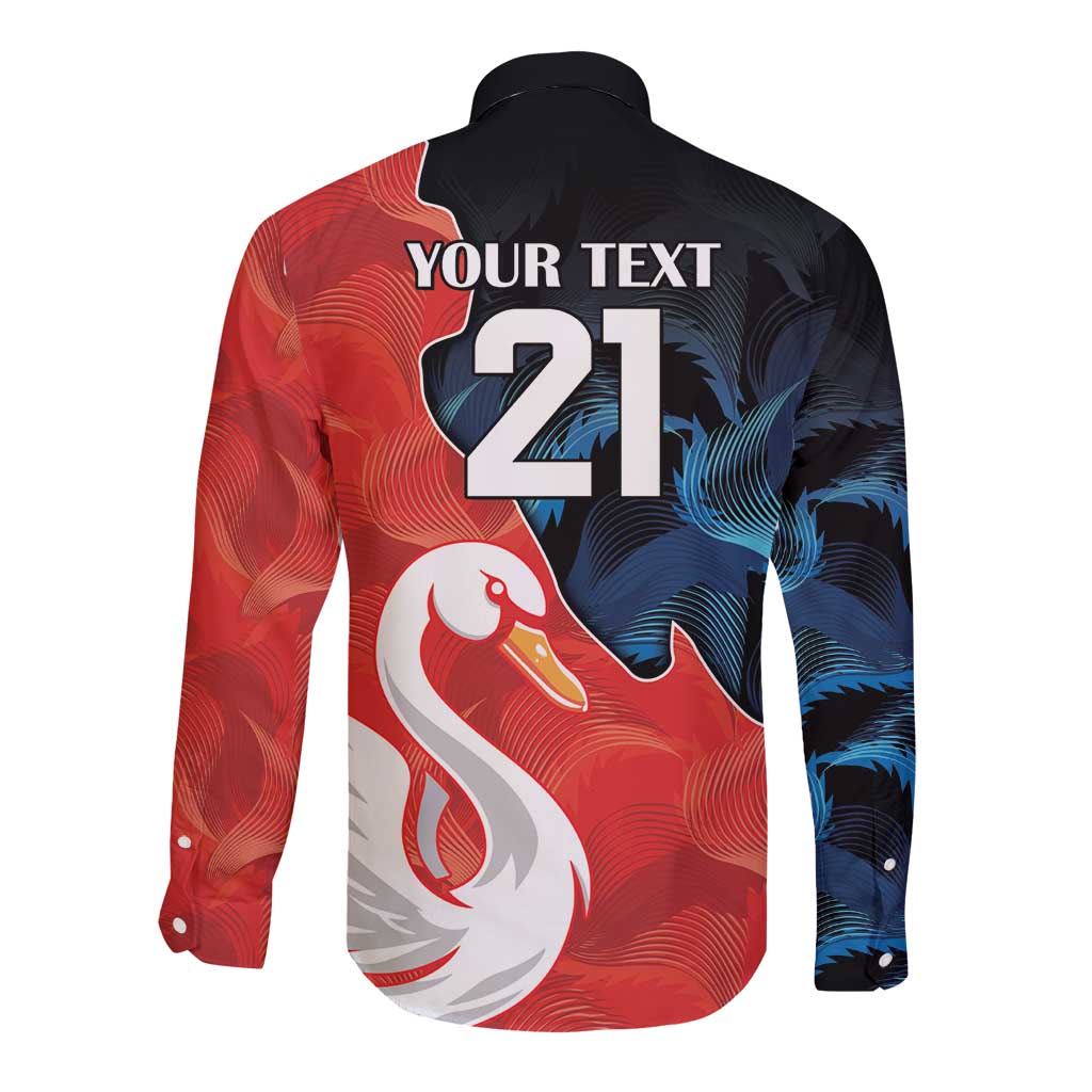 Swans-Port Adelaide Football Custom Long Sleeve Button Shirt Cracked Metal Style