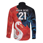 Swans-Port Adelaide Football Custom Long Sleeve Button Shirt Cracked Metal Style