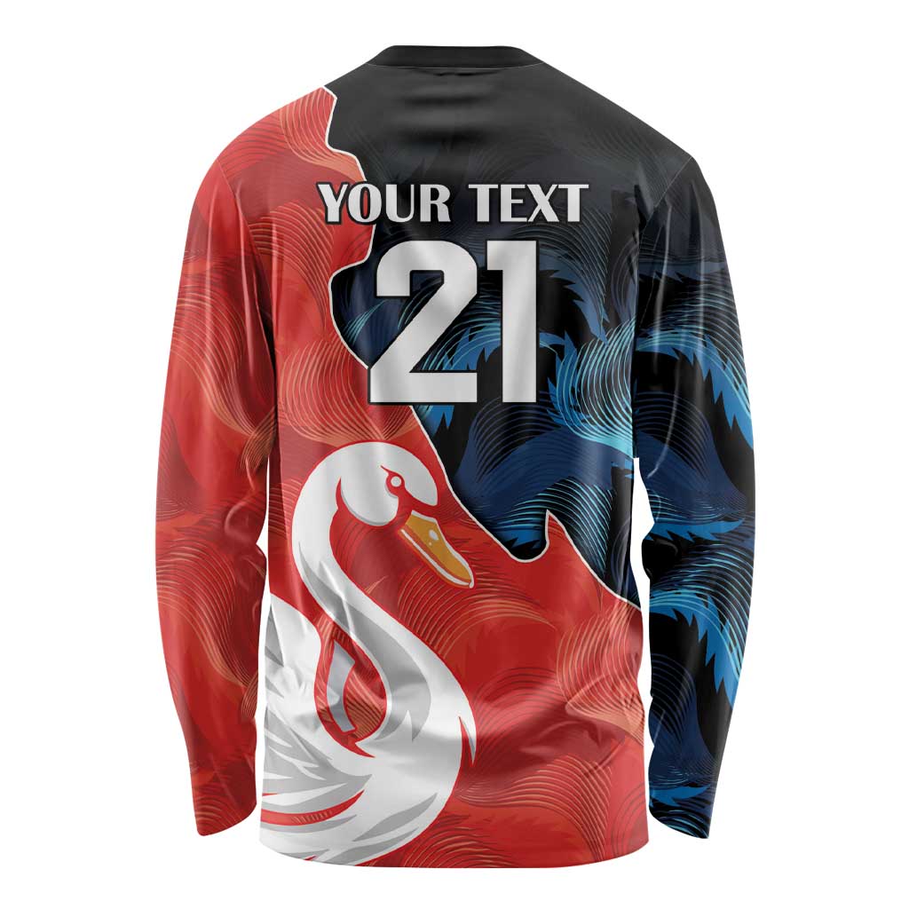 Swans-Port Adelaide Football Custom Long Sleeve Shirt Cracked Metal Style