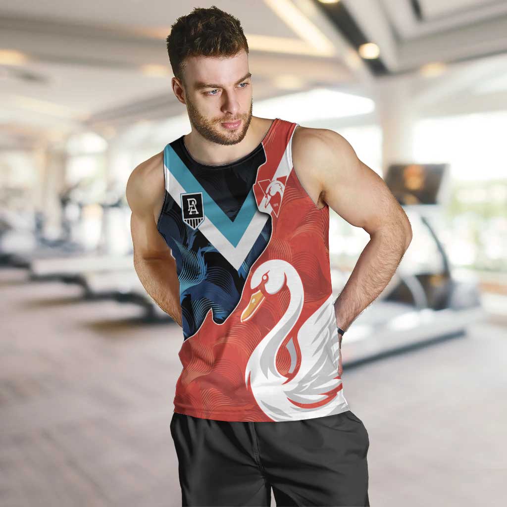 Swans-Port Adelaide Football Custom Men Tank Top Cracked Metal Style