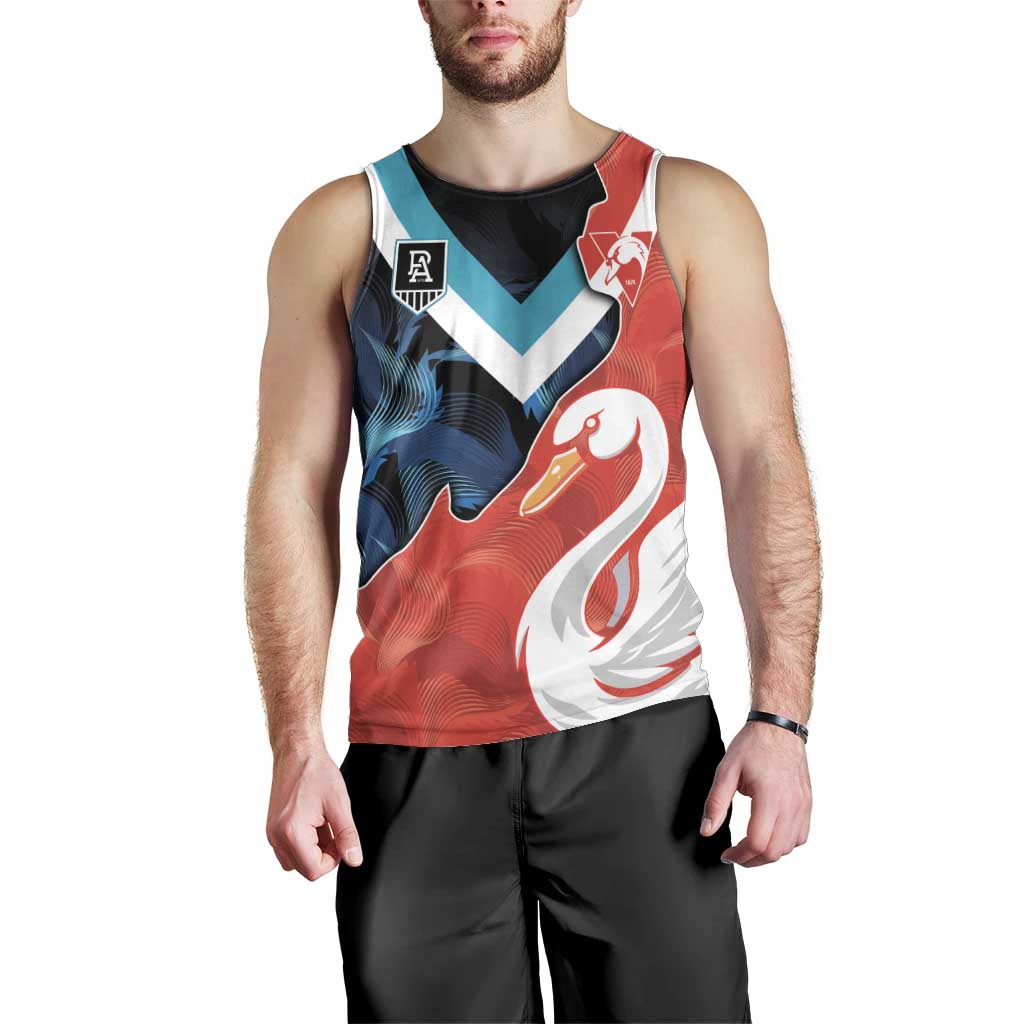 Swans-Port Adelaide Football Custom Men Tank Top Cracked Metal Style