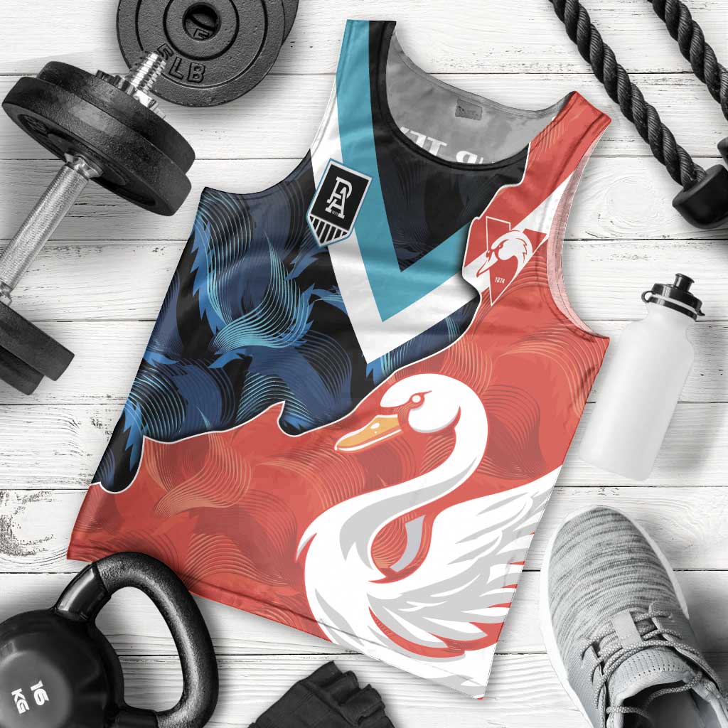 Swans-Port Adelaide Football Custom Men Tank Top Cracked Metal Style