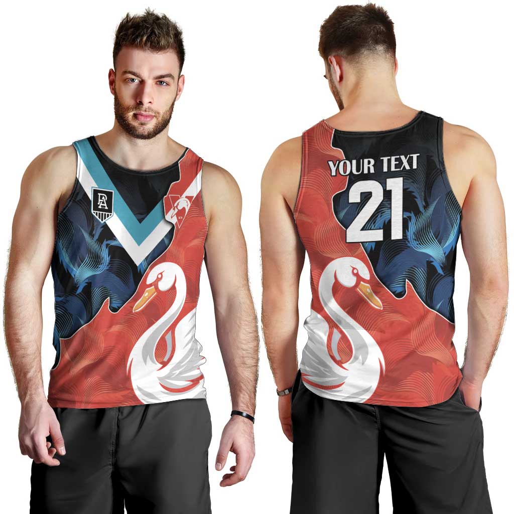 Swans-Port Adelaide Football Custom Men Tank Top Cracked Metal Style