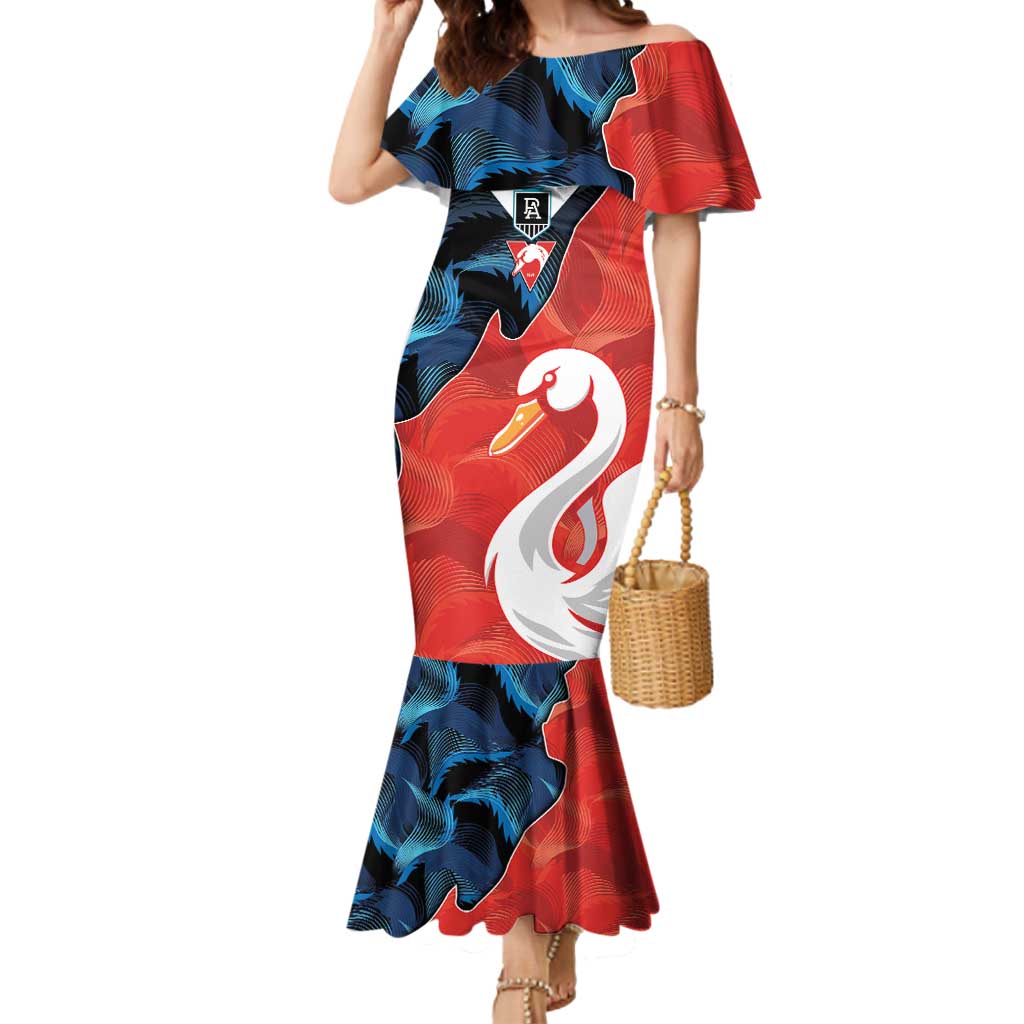 Swans-Port Adelaide Football Custom Mermaid Dress Cracked Metal Style