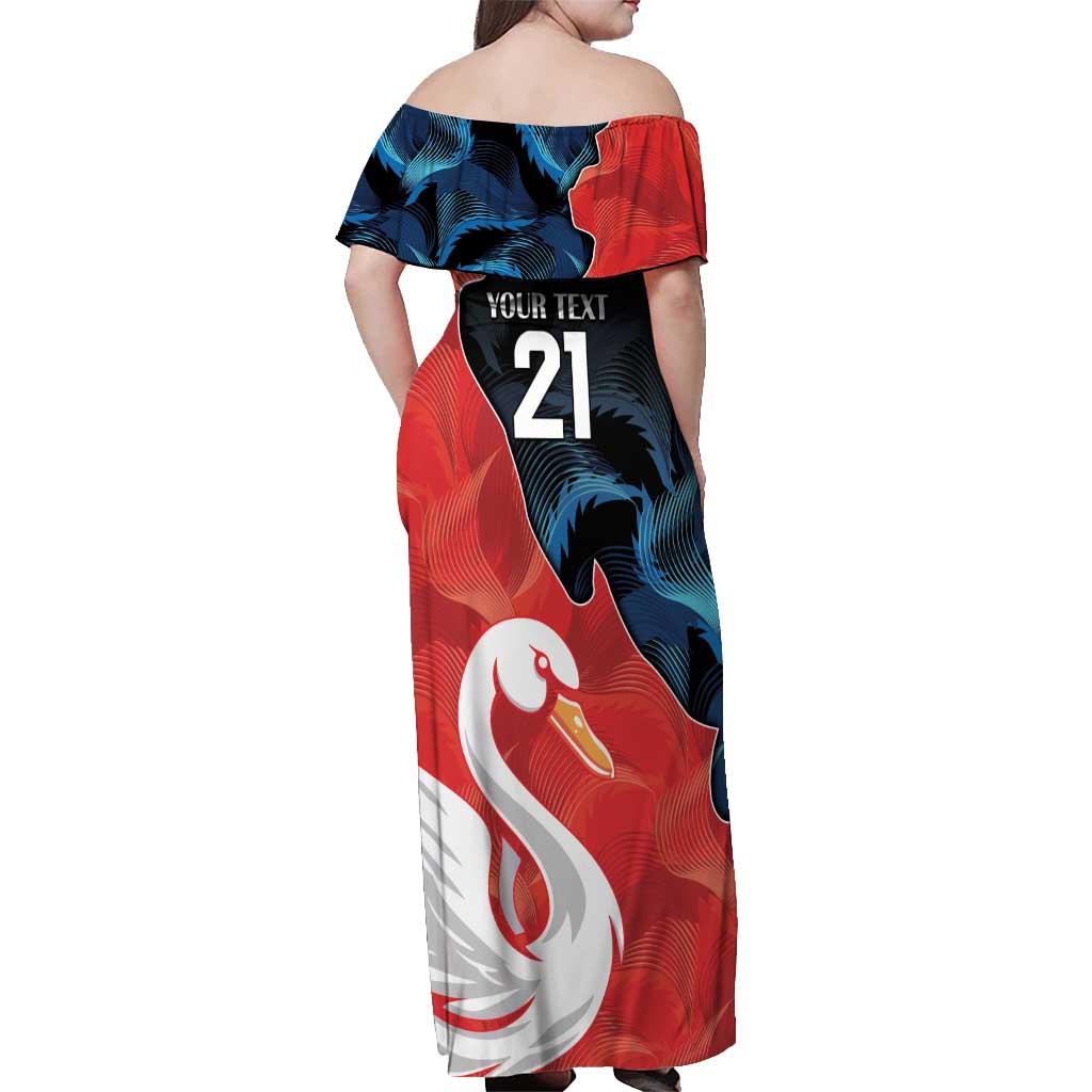 Swans-Port Adelaide Football Custom Off Shoulder Maxi Dress Cracked Metal Style