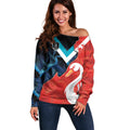 Swans-Port Adelaide Football Custom Off Shoulder Sweater Cracked Metal Style