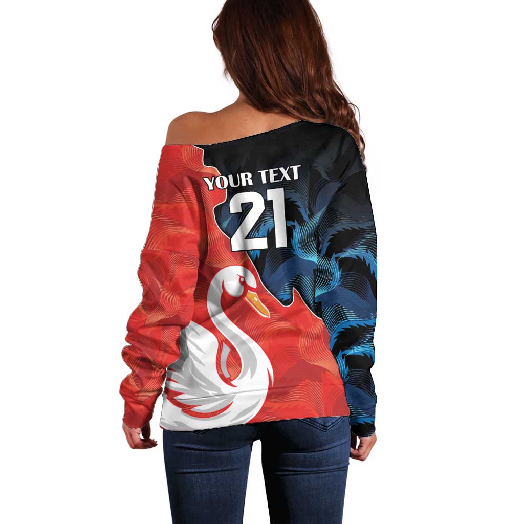 Swans-Port Adelaide Football Custom Off Shoulder Sweater Cracked Metal Style
