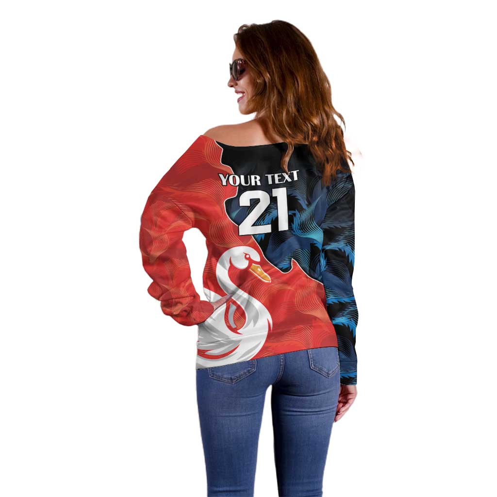 Swans-Port Adelaide Football Custom Off Shoulder Sweater Cracked Metal Style