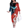Swans-Port Adelaide Football Custom Off The Shoulder Long Sleeve Dress Cracked Metal Style