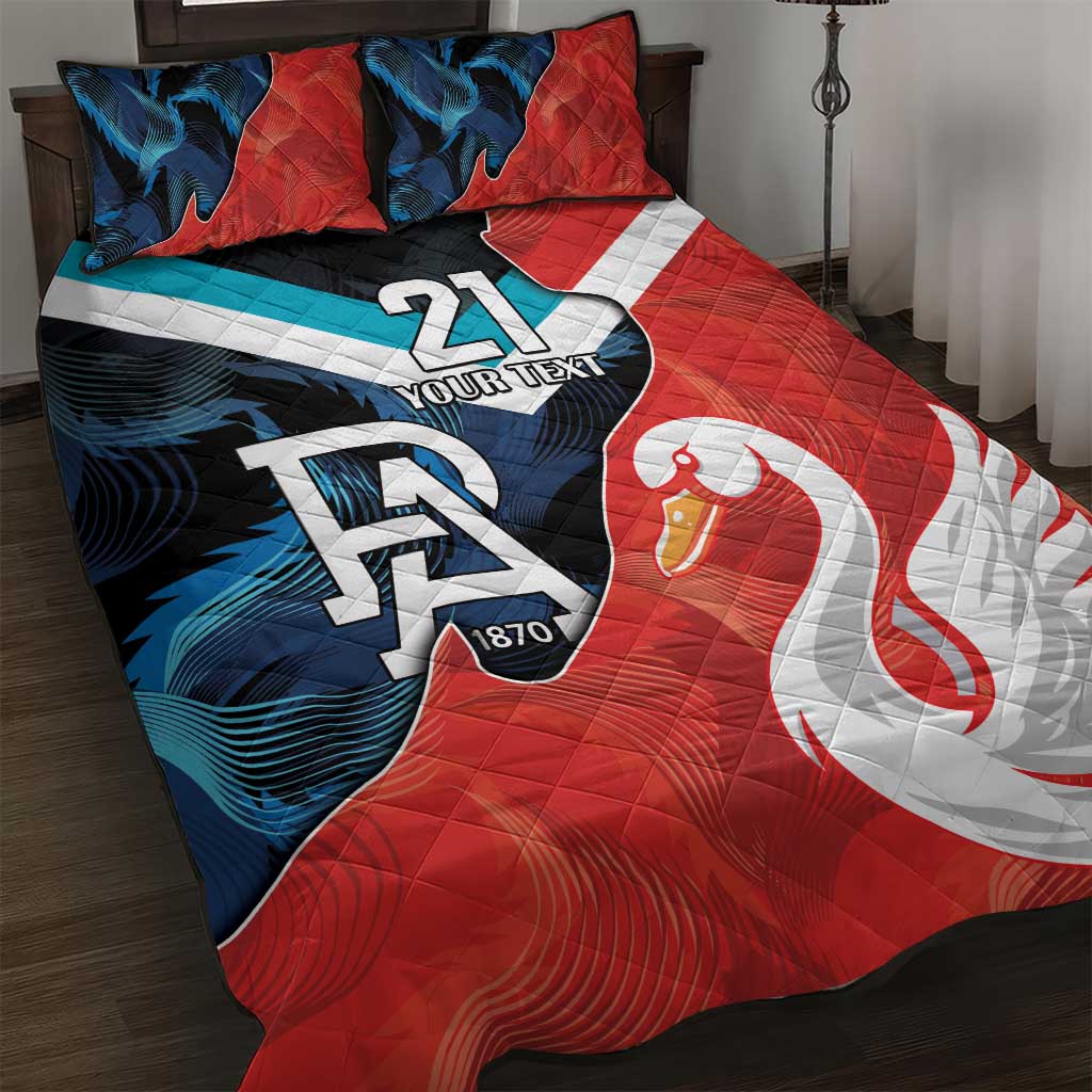Swans-Port Adelaide Football Custom Quilt Bed Set Cracked Metal Style
