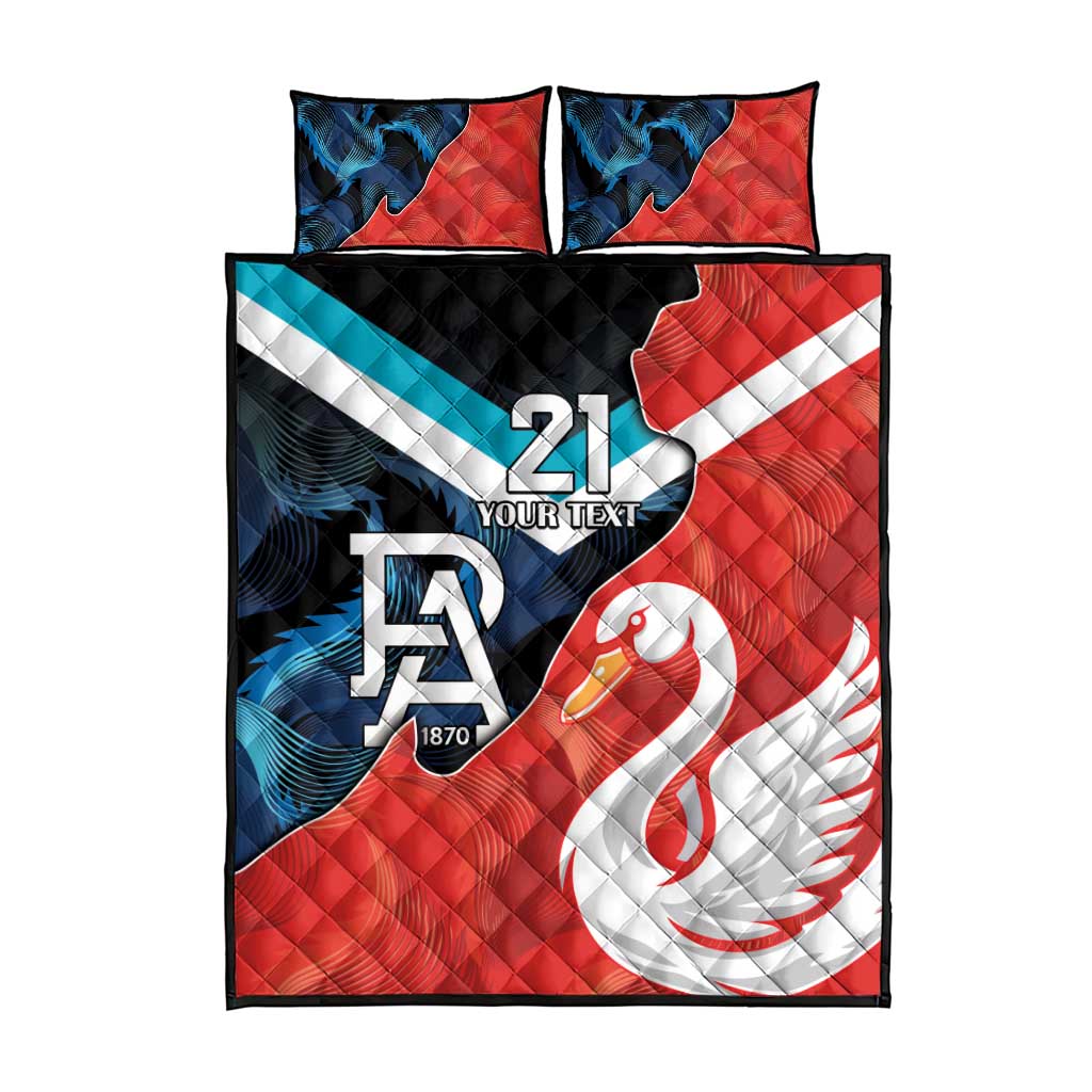 Swans-Port Adelaide Football Custom Quilt Bed Set Cracked Metal Style