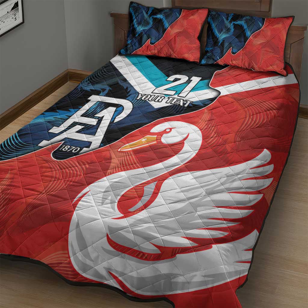 Swans-Port Adelaide Football Custom Quilt Bed Set Cracked Metal Style