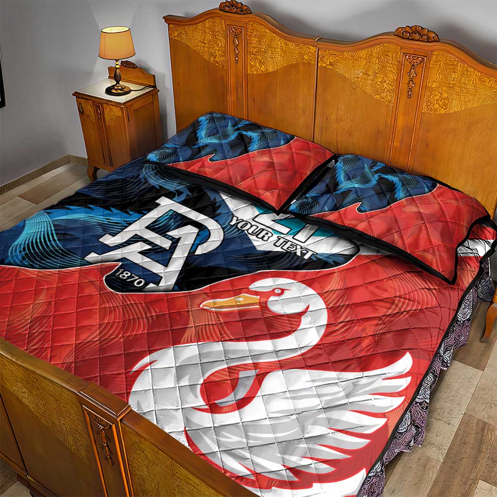 Swans-Port Adelaide Football Custom Quilt Bed Set Cracked Metal Style