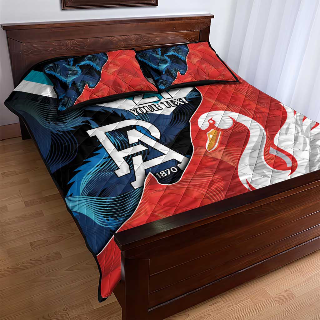 Swans-Port Adelaide Football Custom Quilt Bed Set Cracked Metal Style