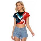 Swans-Port Adelaide Football Custom Raglan Cropped T Shirt Cracked Metal Style