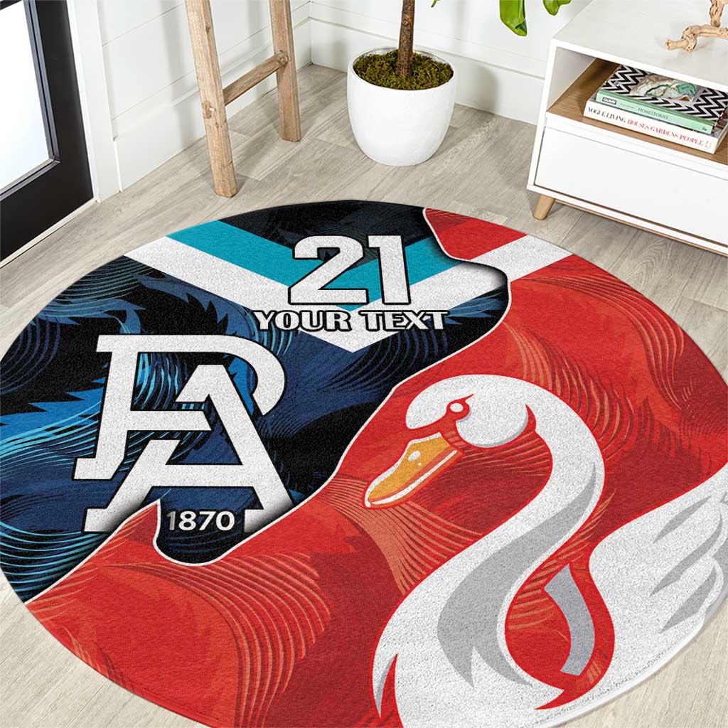 Swans-Port Adelaide Football Custom Round Carpet Cracked Metal Style