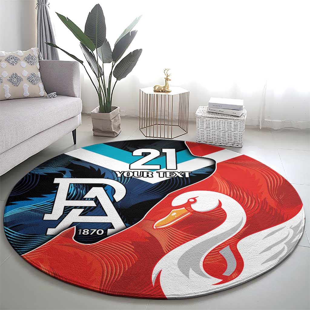 Swans-Port Adelaide Football Custom Round Carpet Cracked Metal Style
