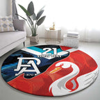 Swans-Port Adelaide Football Custom Round Carpet Cracked Metal Style