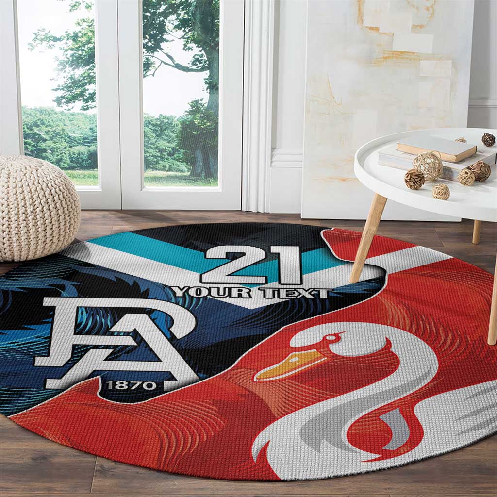 Swans-Port Adelaide Football Custom Round Carpet Cracked Metal Style