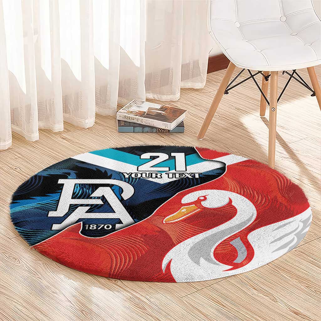 Swans-Port Adelaide Football Custom Round Carpet Cracked Metal Style