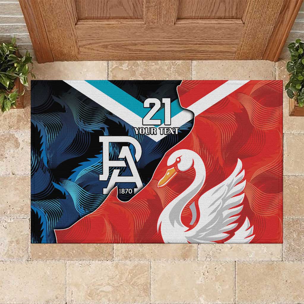 Swans-Port Adelaide Football Custom Rubber Doormat Cracked Metal Style