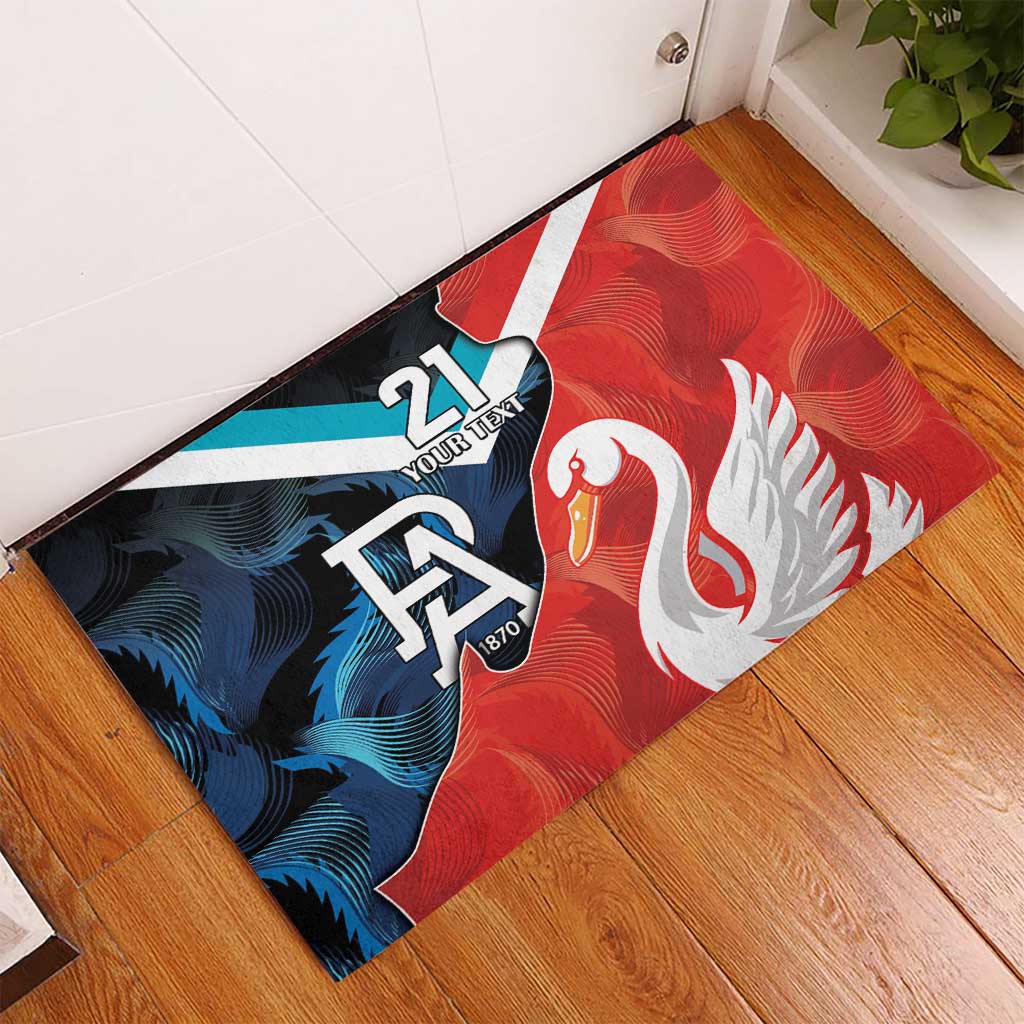 Swans-Port Adelaide Football Custom Rubber Doormat Cracked Metal Style
