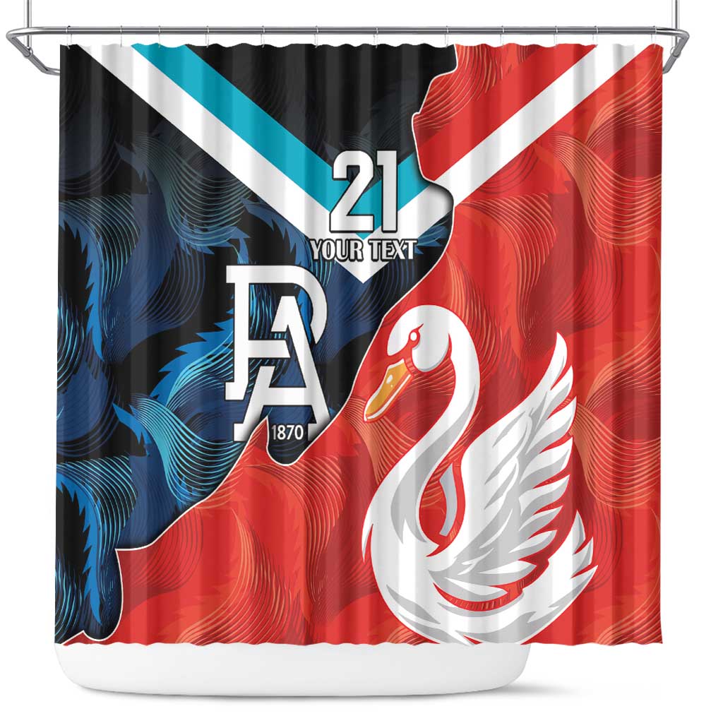 Swans-Port Adelaide Football Custom Shower Curtain Cracked Metal Style