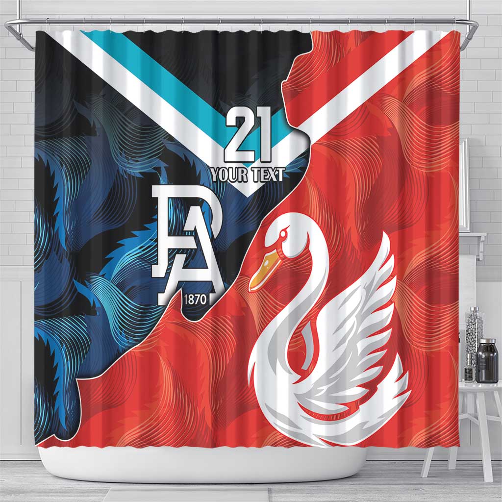 Swans-Port Adelaide Football Custom Shower Curtain Cracked Metal Style