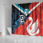 Swans-Port Adelaide Football Custom Shower Curtain Cracked Metal Style