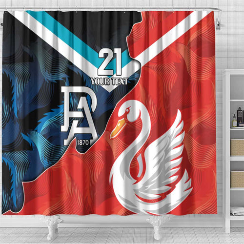 Swans-Port Adelaide Football Custom Shower Curtain Cracked Metal Style
