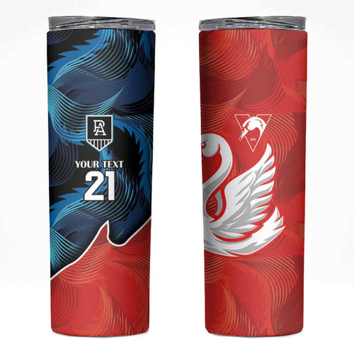 Swans-Port Adelaide Football Custom Skinny Tumbler Cracked Metal Style