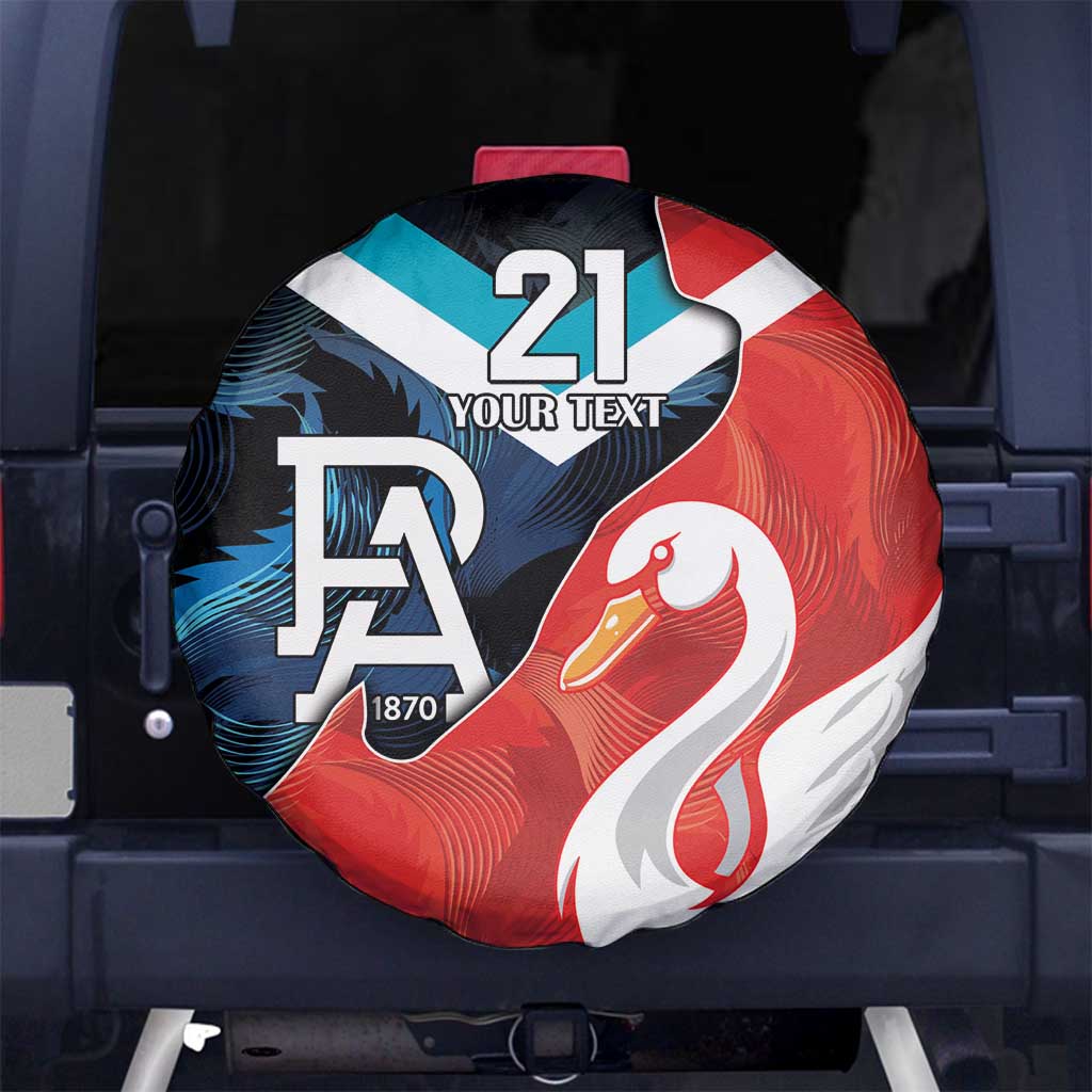 Swans-Port Adelaide Football Custom Spare Tire Cover Cracked Metal Style