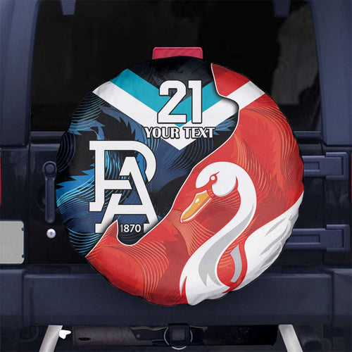 Swans-Port Adelaide Football Custom Spare Tire Cover Cracked Metal Style