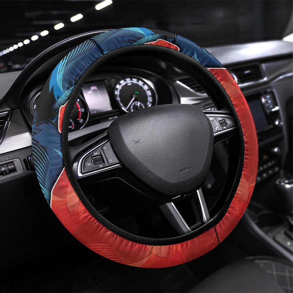Swans-Port Adelaide Football Steering Wheel Cover Cracked Metal Style