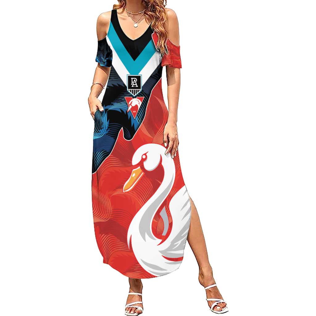 Swans-Port Adelaide Football Custom Summer Maxi Dress Cracked Metal Style