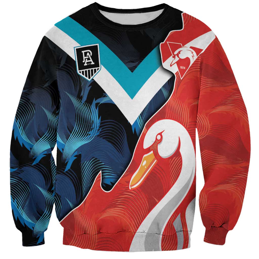 Swans-Port Adelaide Football Custom Sweatshirt Cracked Metal Style