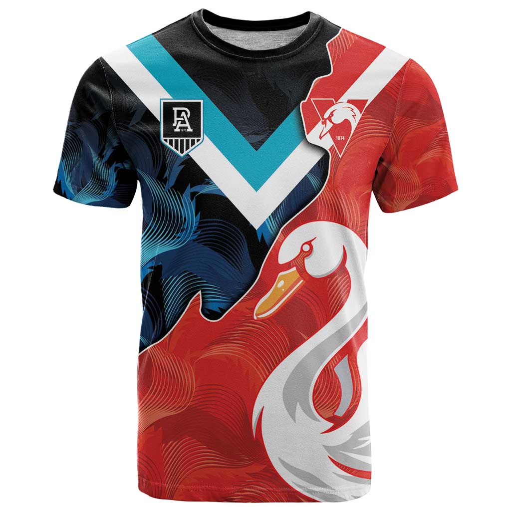 Swans-Port Adelaide Football Custom T Shirt Cracked Metal Style