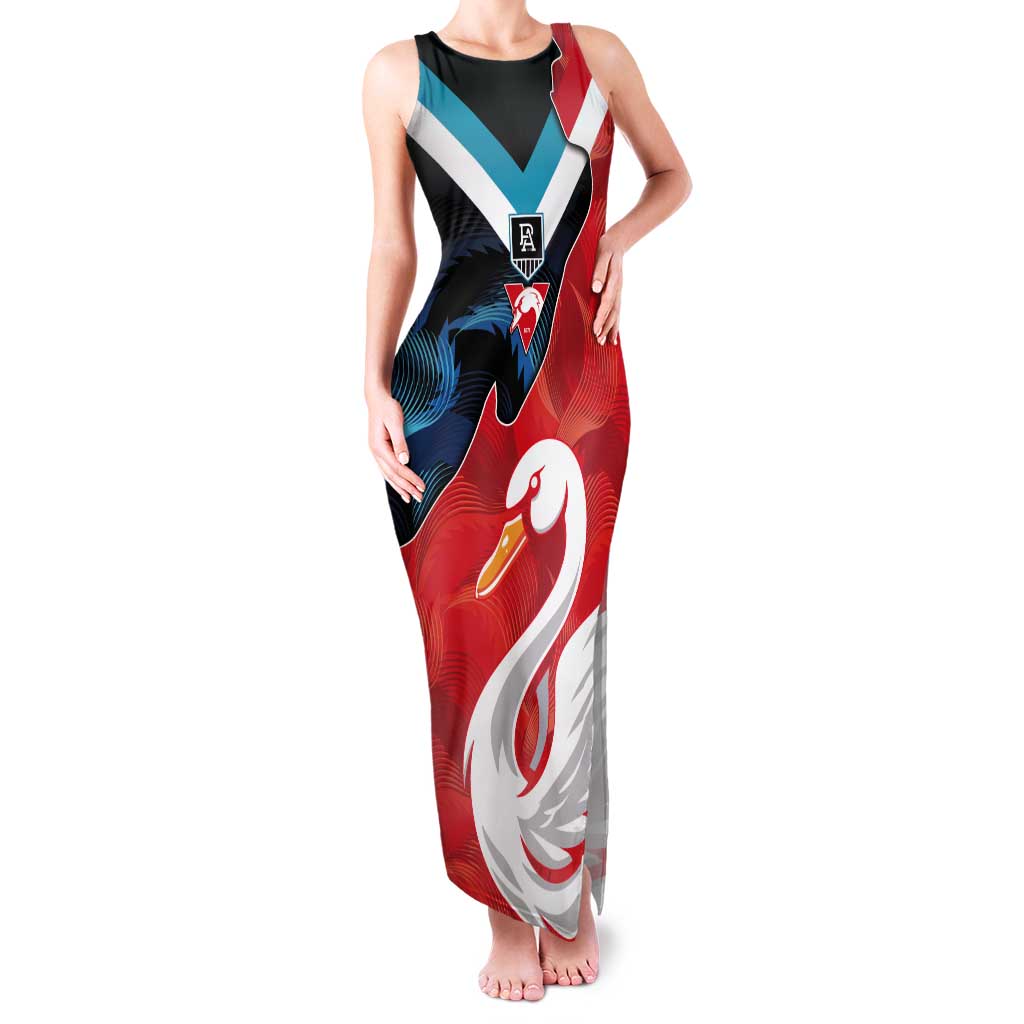 Swans-Port Adelaide Football Custom Tank Maxi Dress Cracked Metal Style