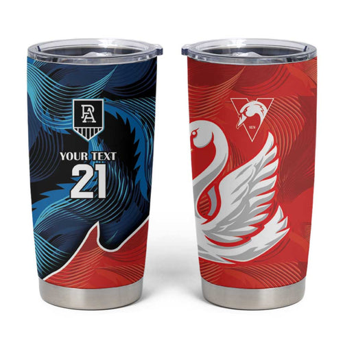 Swans-Port Adelaide Football Custom Tumbler Cup Cracked Metal Style