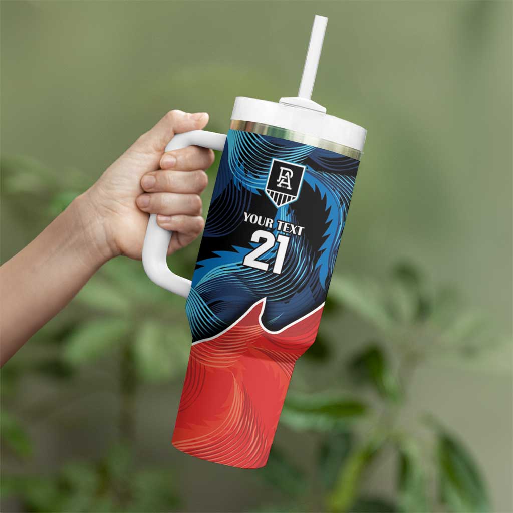 Swans-Port Adelaide Football Custom Tumbler With Handle Cracked Metal Style