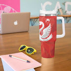 Swans-Port Adelaide Football Custom Tumbler With Handle Cracked Metal Style